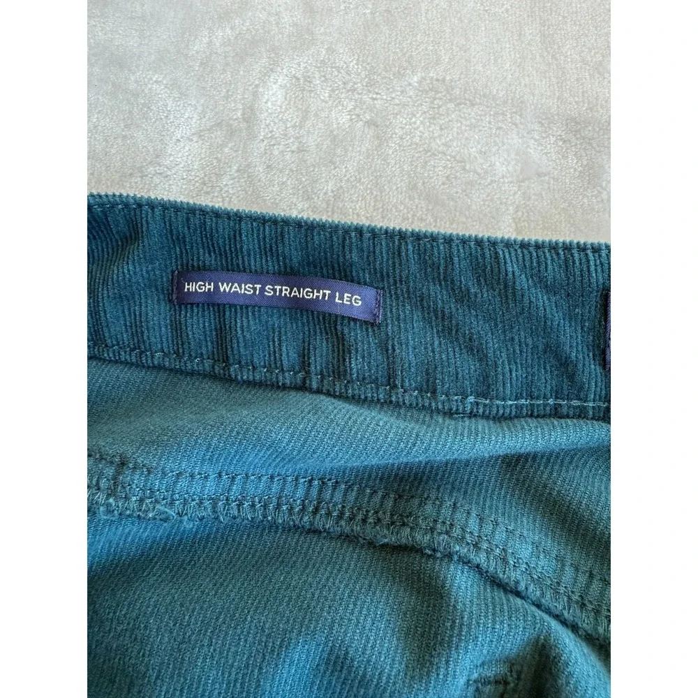 Talbots Corduroy Pants Womens Sz 16P Green High Waist Straight Leg Dark Academic